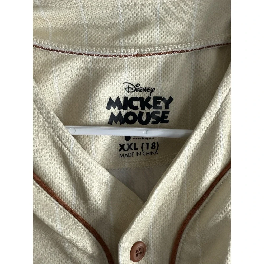Disney Boys Mickey Mouse Jersey‎ Top Baseball Button Down Sz XXL 18 Pinstripes